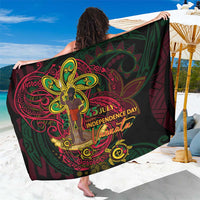 Vanuatu 45th Independence Anniversary Sarong Flower Melanesian Namele Turtle DT02 One Size 44 x 66 inches Black - Polynesian Pride