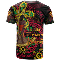 Custom Vanuatu 45th Independence Anniversary T Shirt Flower Melanesian Namele Turtle DT02 - Polynesian Pride