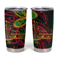 Vanuatu 45th Independence Anniversary Tumbler Cup Flower Melanesian Namele Turtle DT02 Black - Polynesian Pride