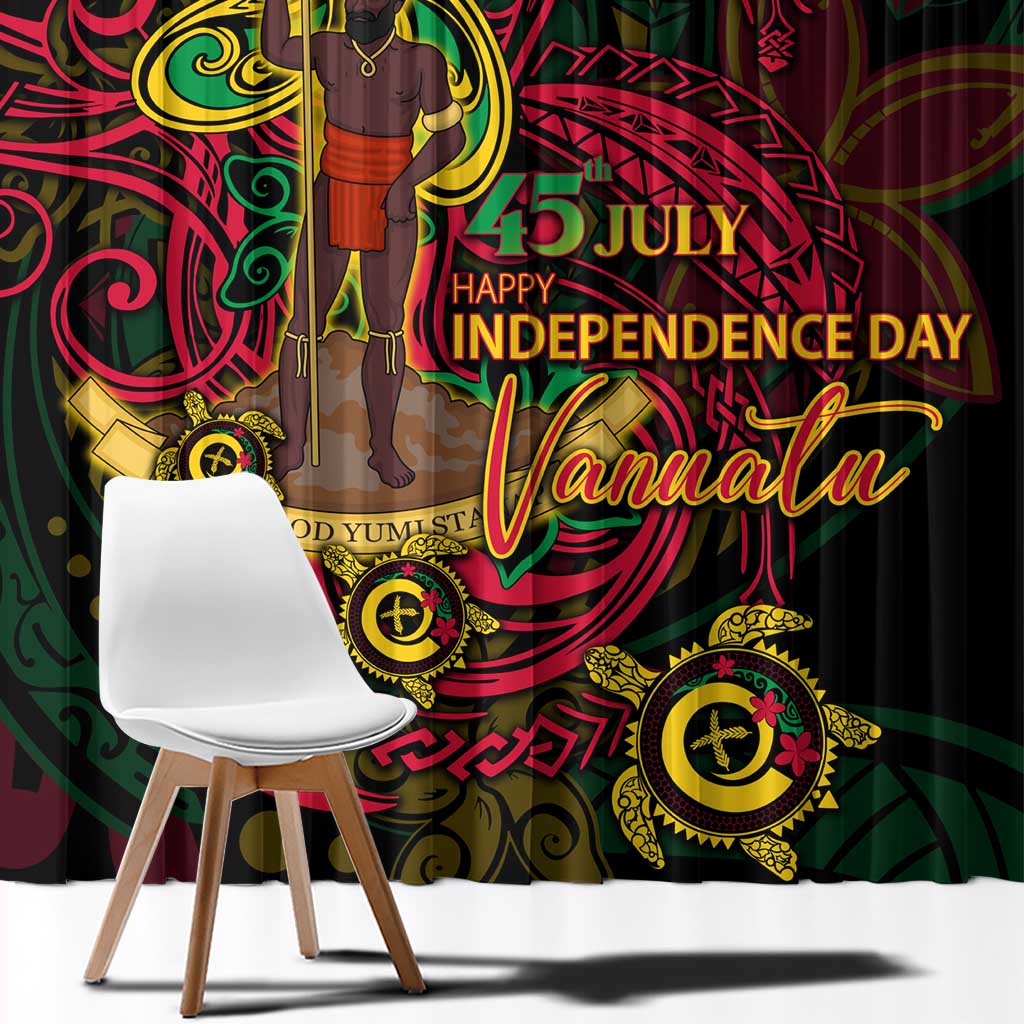 Vanuatu 45th Independence Anniversary Window Curtain Flower Melanesian Namele Turtle DT02 - Polynesian Pride