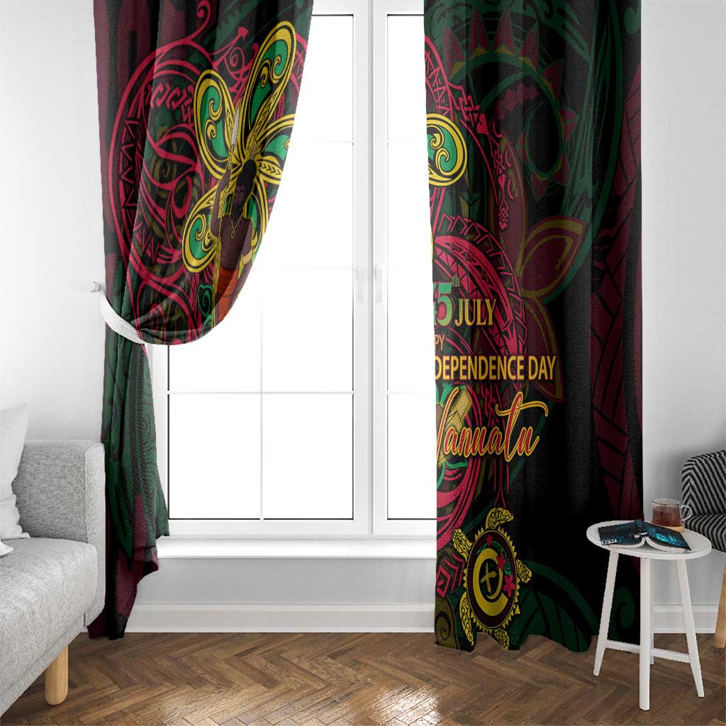 Vanuatu 45th Independence Anniversary Window Curtain Flower Melanesian Namele Turtle DT02 - Polynesian Pride