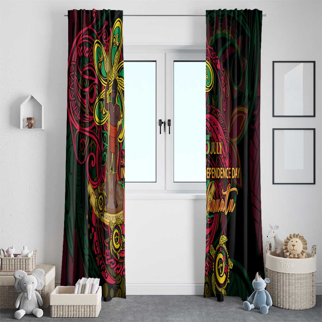 Vanuatu 45th Independence Anniversary Window Curtain Flower Melanesian Namele Turtle DT02 - Polynesian Pride