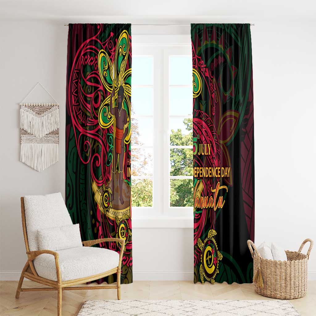 Vanuatu 45th Independence Anniversary Window Curtain Flower Melanesian Namele Turtle DT02 - Polynesian Pride