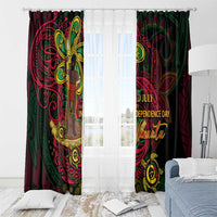 Vanuatu 45th Independence Anniversary Window Curtain Flower Melanesian Namele Turtle DT02 - Polynesian Pride