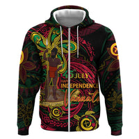 Custom Vanuatu 45th Independence Anniversary Zip Hoodie Flower Melanesian Namele Turtle DT02 Zip Hoodie Black - Polynesian Pride