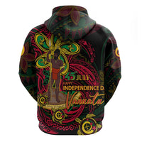 Custom Vanuatu 45th Independence Anniversary Zip Hoodie Flower Melanesian Namele Turtle DT02 - Polynesian Pride