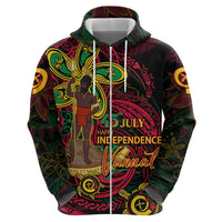 Custom Vanuatu 45th Independence Anniversary Zip Hoodie Flower Melanesian Namele Turtle DT02 - Polynesian Pride