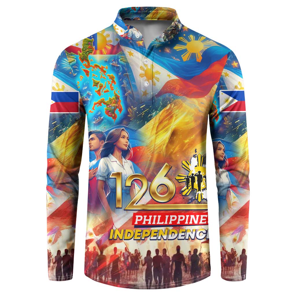 Custom The Philippines 126th Independence Anniversary Button Sweatshirt Art Style DT02 Art - Polynesian Pride