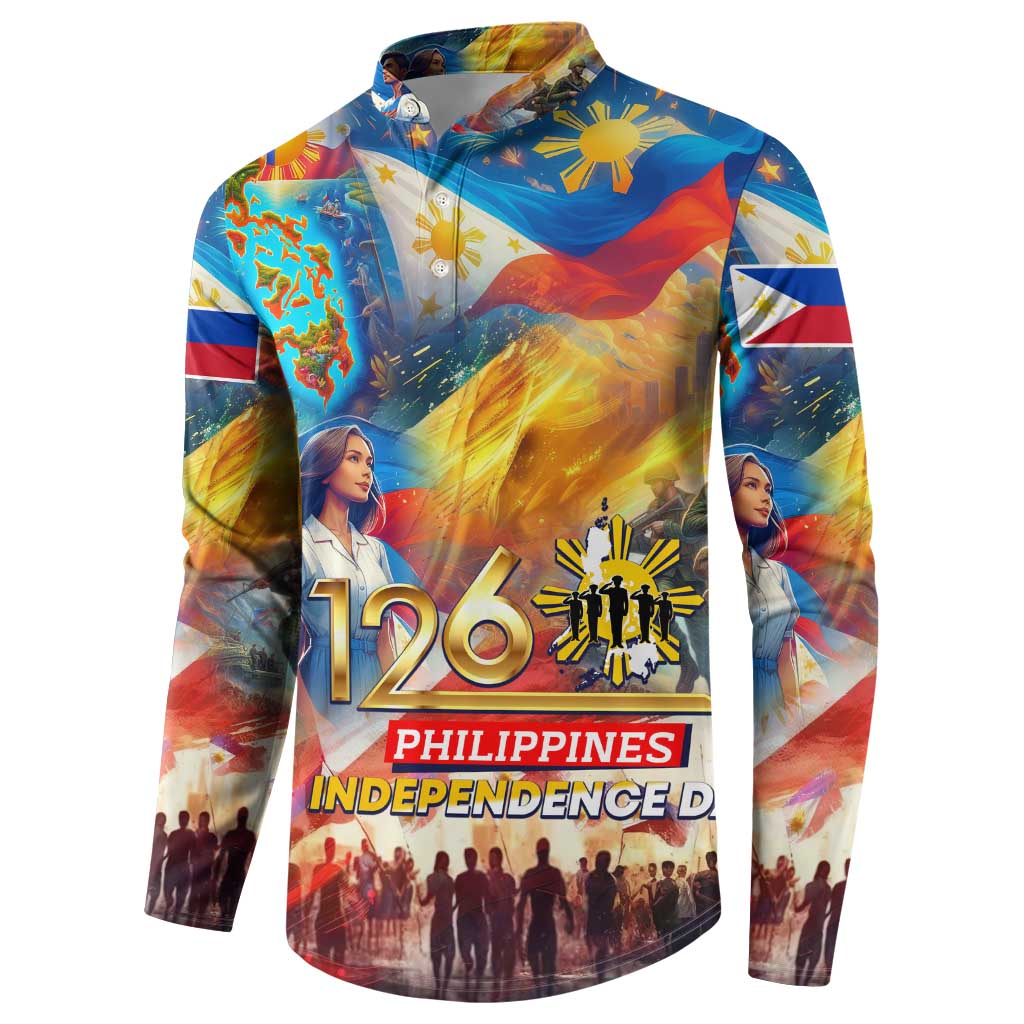 Custom The Philippines 126th Independence Anniversary Button Sweatshirt Art Style DT02 - Polynesian Pride