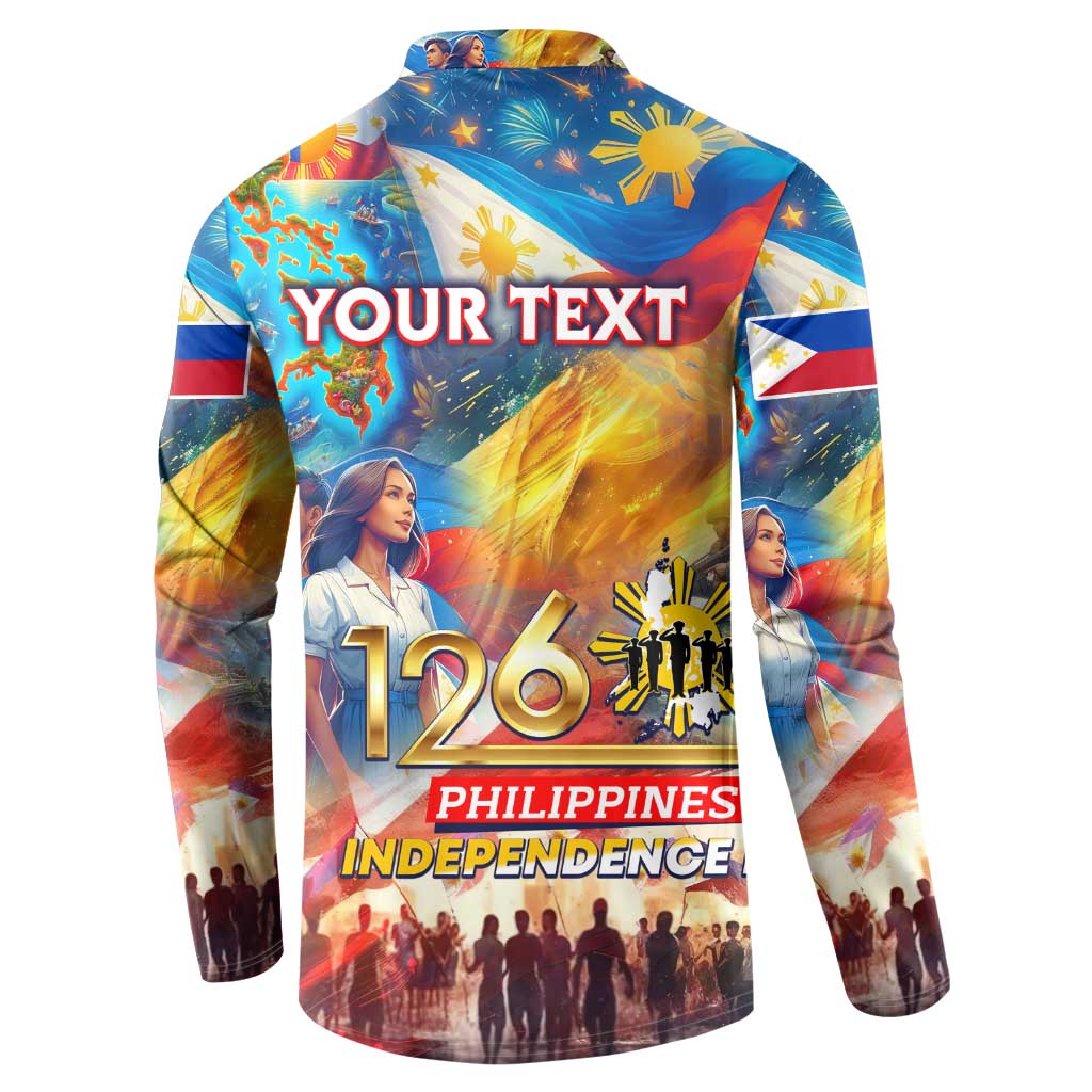 Custom The Philippines 126th Independence Anniversary Button Sweatshirt Art Style DT02 - Polynesian Pride