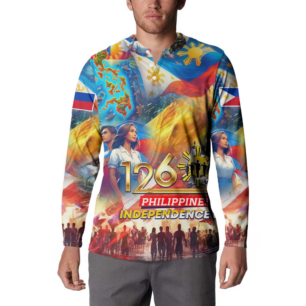 Custom The Philippines 126th Independence Anniversary Button Sweatshirt Art Style DT02 - Polynesian Pride