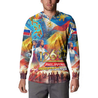 Custom The Philippines 126th Independence Anniversary Button Sweatshirt Art Style DT02 - Polynesian Pride
