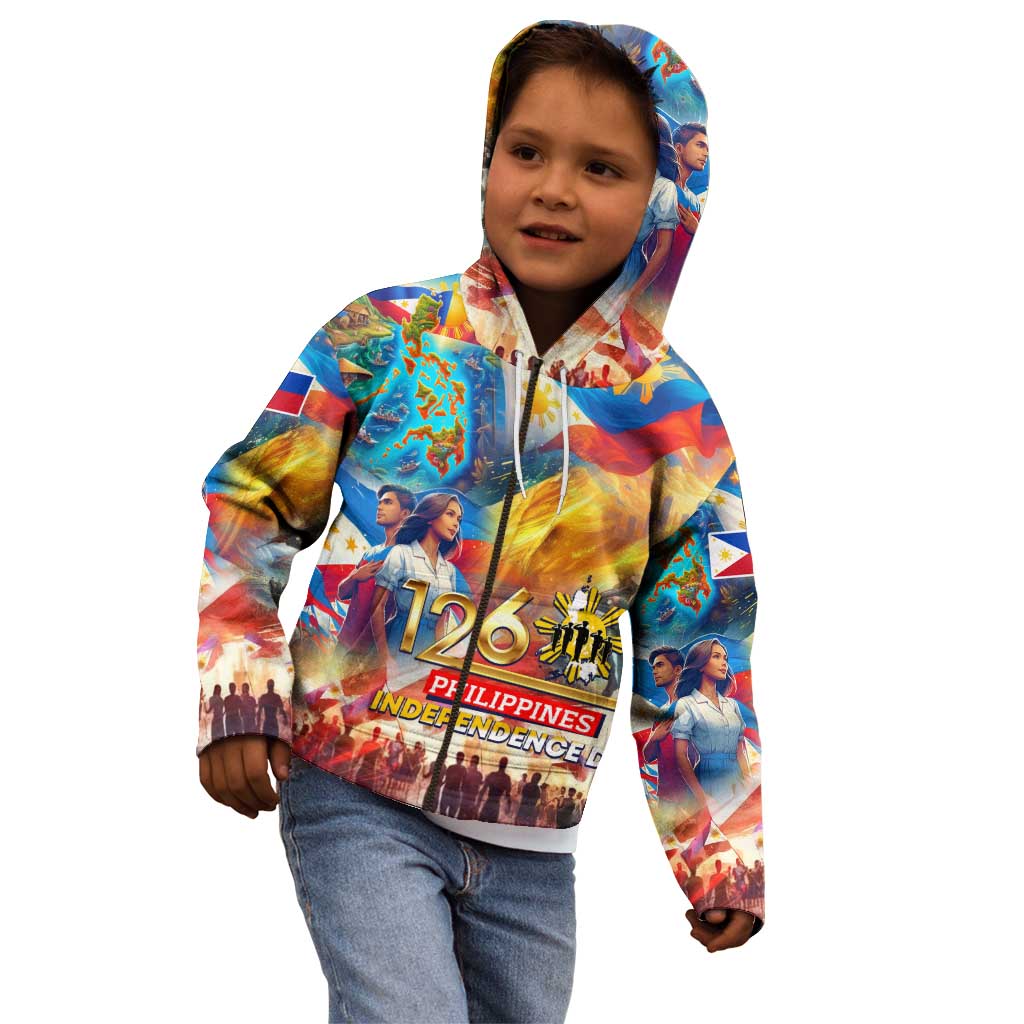 Custom The Philippines 126th Independence Anniversary Kid Hoodie Art Style DT02 - Polynesian Pride