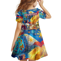 Custom The Philippines 126th Independence Anniversary Kid Short Sleeve Dress Art Style DT02 - Polynesian Pride