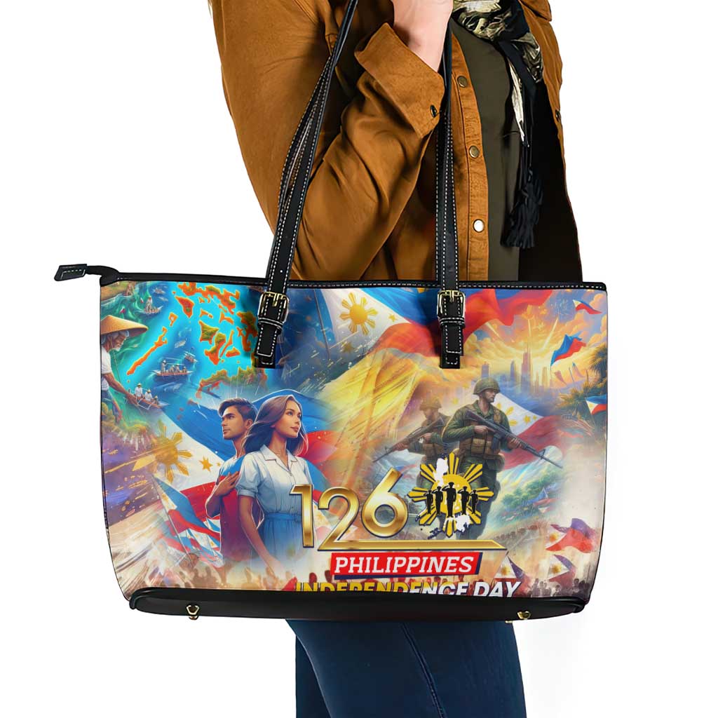 The Philippines 126th Independence Anniversary Leather Tote Bag Art Style DT02 - Polynesian Pride
