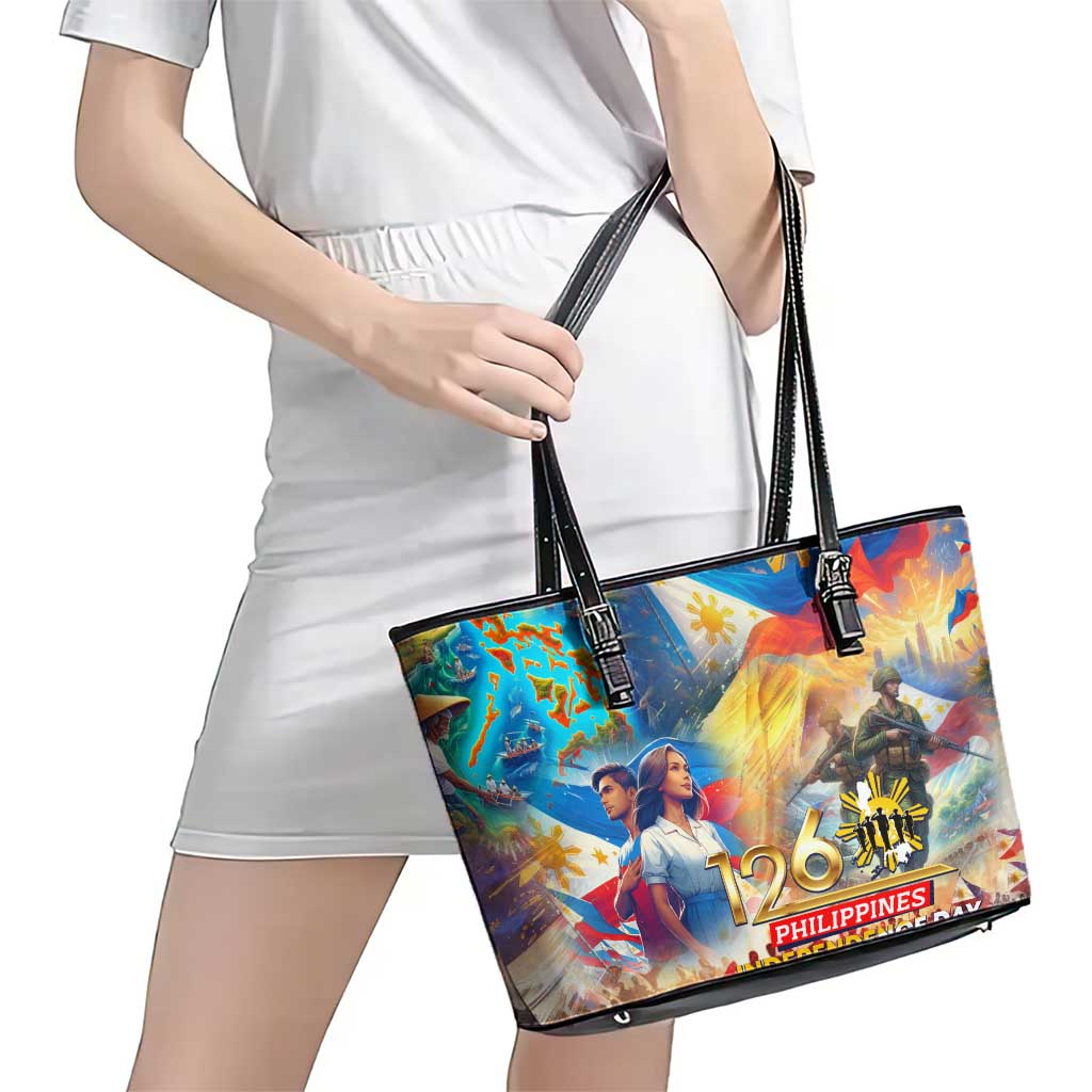 The Philippines 126th Independence Anniversary Leather Tote Bag Art Style DT02 - Polynesian Pride