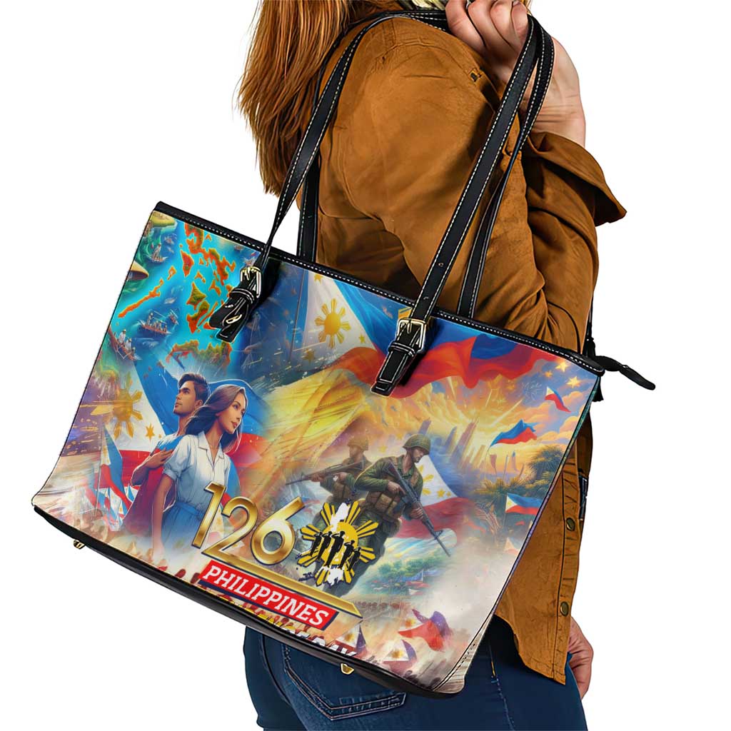 The Philippines 126th Independence Anniversary Leather Tote Bag Art Style DT02 - Polynesian Pride