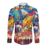 Custom The Philippines 126th Independence Anniversary Long Sleeve Button Shirt Art Style DT02 Unisex Art - Polynesian Pride