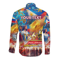 Custom The Philippines 126th Independence Anniversary Long Sleeve Button Shirt Art Style DT02 - Polynesian Pride