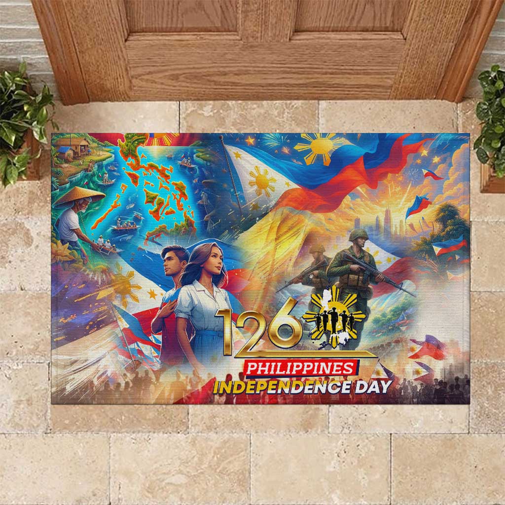 The Philippines 126th Independence Anniversary Rubber Doormat Art Style DT02 Art - Polynesian Pride