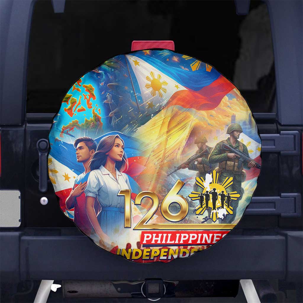 The Philippines 126th Independence Anniversary Spare Tire Cover Art Style DT02 No hole Art - Polynesian Pride