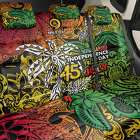 Personalized Vanuatu 45th Independence Anniversary Back Car Seat Cover Melanesian Pattern Reggae DT02 - Polynesian Pride