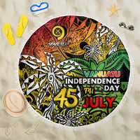 Personalized Vanuatu 45th Independence Anniversary Beach Blanket Melanesian Pattern Reggae DT02 One Size 150cm Art - Polynesian Pride