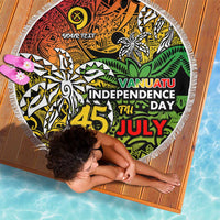 Personalized Vanuatu 45th Independence Anniversary Beach Blanket Melanesian Pattern Reggae DT02 - Polynesian Pride