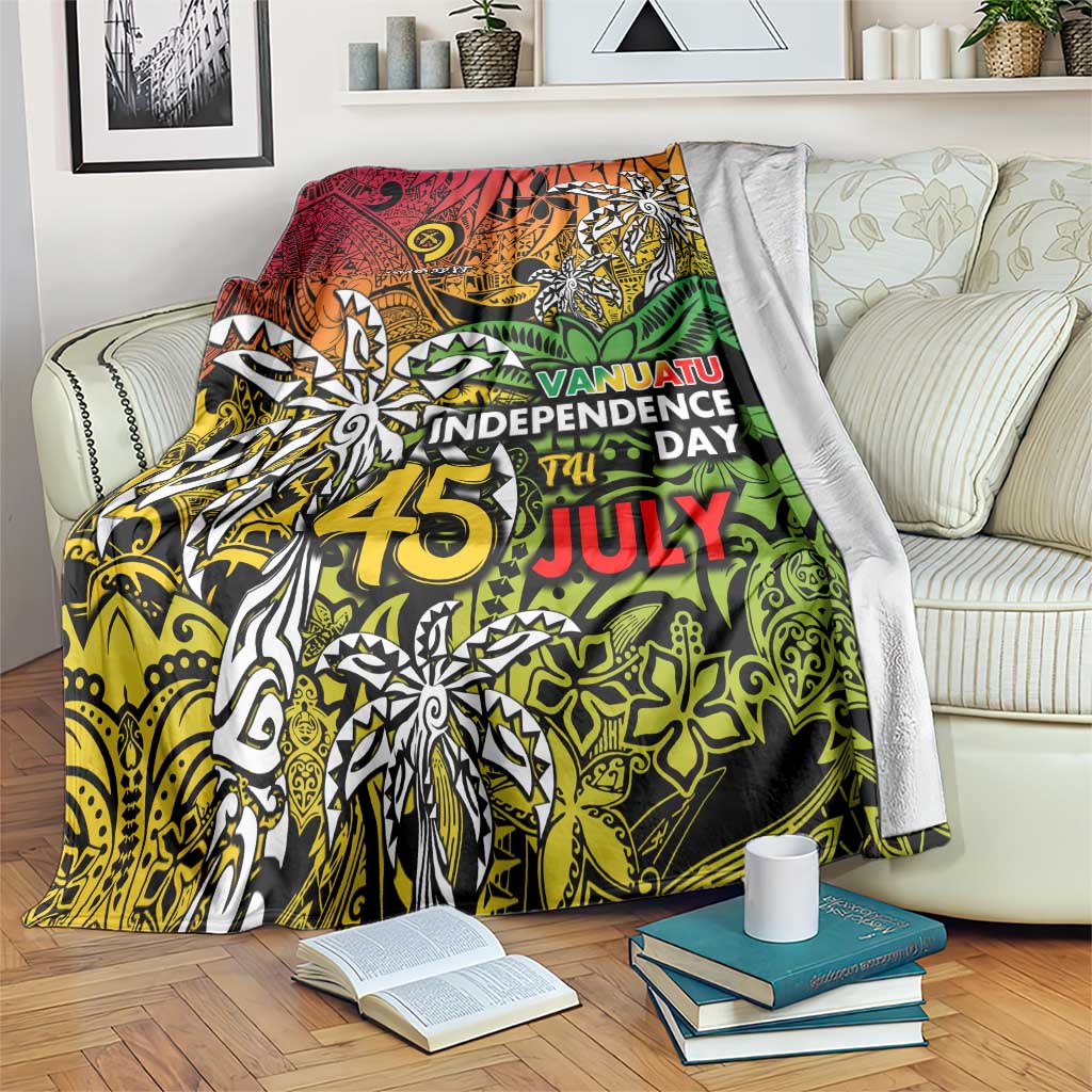 Personalized Vanuatu 45th Independence Anniversary Blanket Melanesian Pattern Reggae DT02 Art - Polynesian Pride