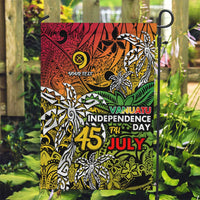 Personalized Vanuatu 45th Independence Anniversary Garden Flag Melanesian Pattern Reggae DT02 Garden Flag Art - Polynesian Pride