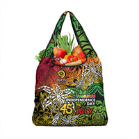 Personalized Vanuatu 45th Independence Anniversary Grocery Bag Melanesian Pattern Reggae DT02 1-pack One Size Art - Polynesian Pride