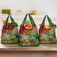 Personalized Vanuatu 45th Independence Anniversary Grocery Bag Melanesian Pattern Reggae DT02 3-pack One Size Art - Polynesian Pride