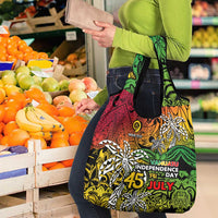Personalized Vanuatu 45th Independence Anniversary Grocery Bag Melanesian Pattern Reggae DT02 - Polynesian Pride