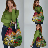 Personalized Vanuatu 45th Independence Anniversary Grocery Bag Melanesian Pattern Reggae DT02 - Polynesian Pride