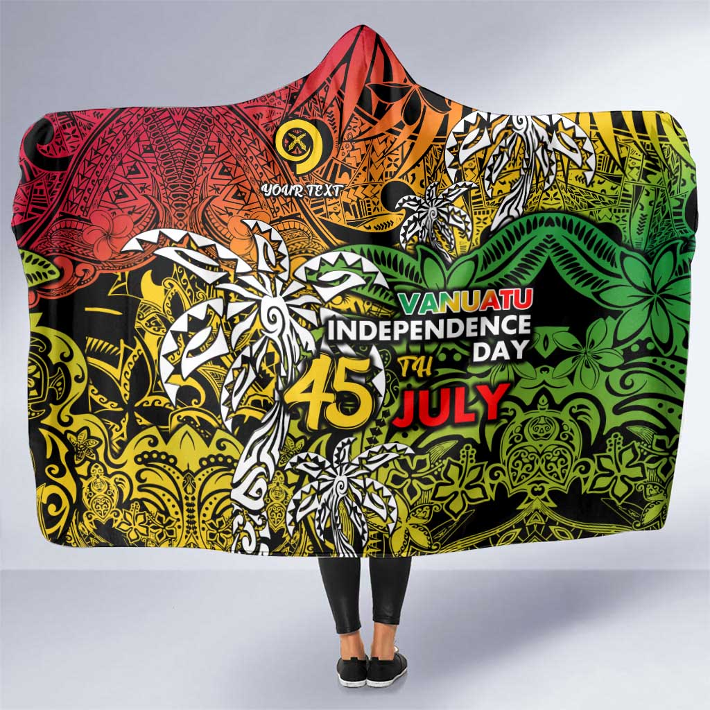 Personalized Vanuatu 45th Independence Anniversary Hooded Blanket Melanesian Pattern Reggae DT02 One Size Art - Polynesian Pride