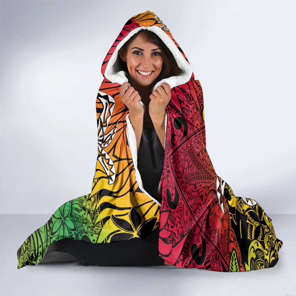 Personalized Vanuatu 45th Independence Anniversary Hooded Blanket Melanesian Pattern Reggae DT02 - Polynesian Pride