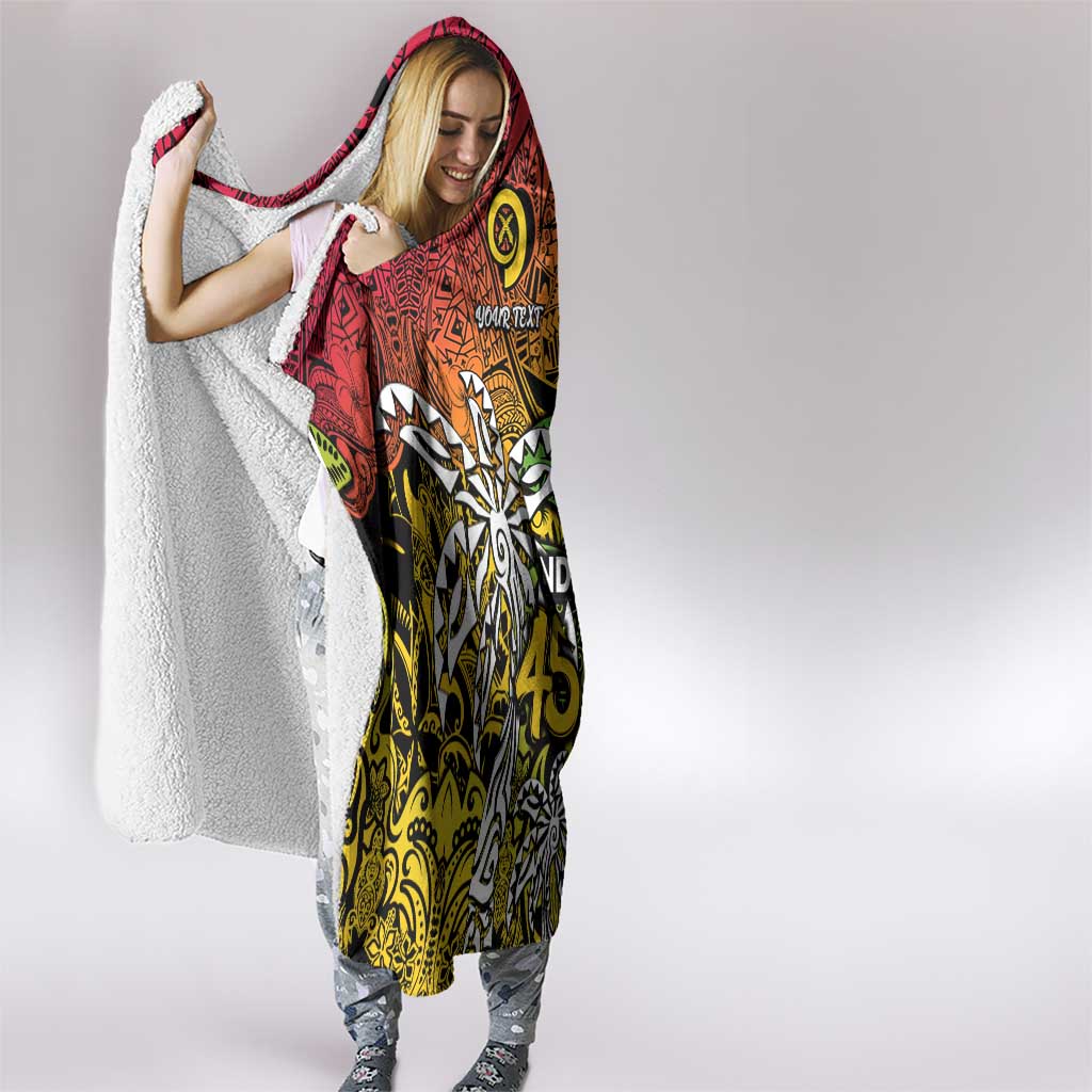 Personalized Vanuatu 45th Independence Anniversary Hooded Blanket Melanesian Pattern Reggae DT02 - Polynesian Pride