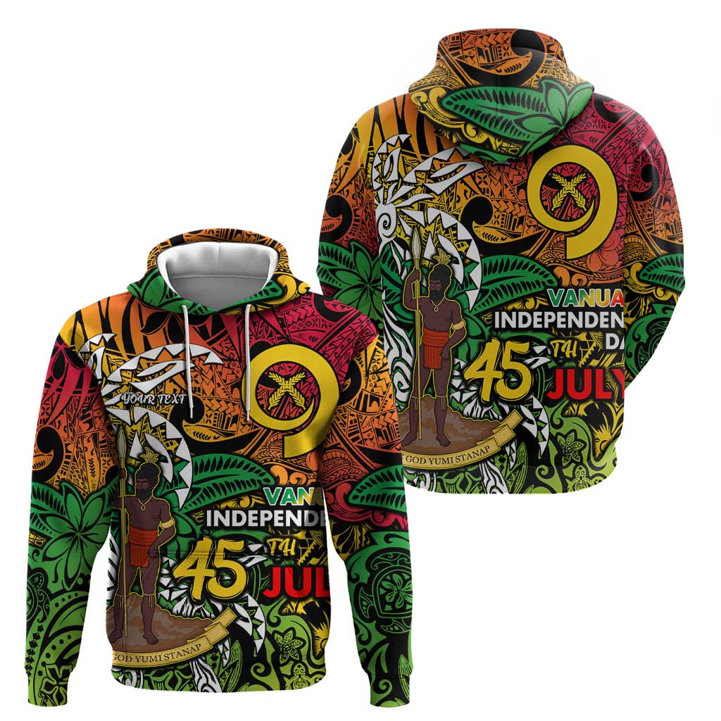 Personalized Vanuatu 45th Independence Anniversary Hoodie Melanesian Pattern Reggae DT02 - Polynesian Pride