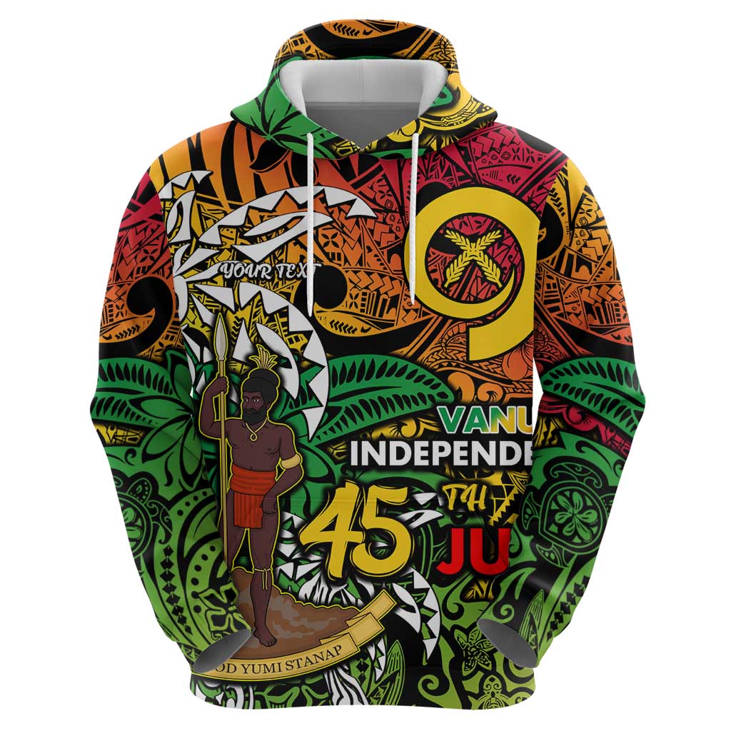 Personalized Vanuatu 45th Independence Anniversary Hoodie Melanesian Pattern Reggae DT02 - Polynesian Pride
