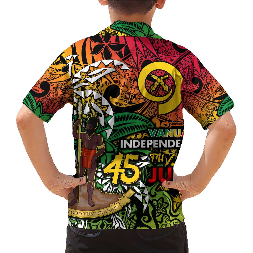 Personalized Vanuatu 45th Independence Anniversary Kid Hawaiian Shirt Melanesian Pattern Reggae DT02 - Polynesian Pride
