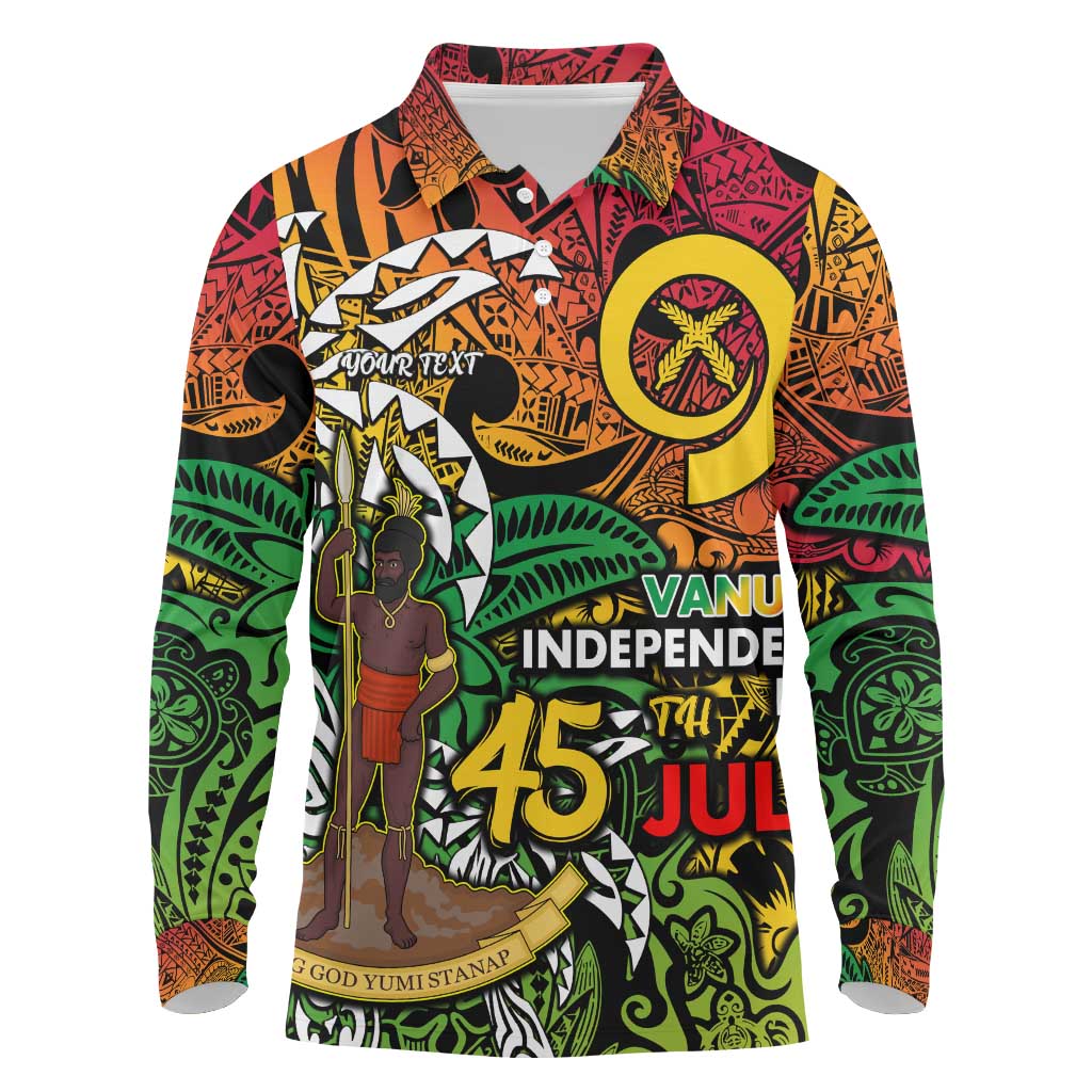 Personalized Vanuatu 45th Independence Anniversary Long Sleeve Polo Shirt Melanesian Pattern Reggae DT02 Art - Polynesian Pride
