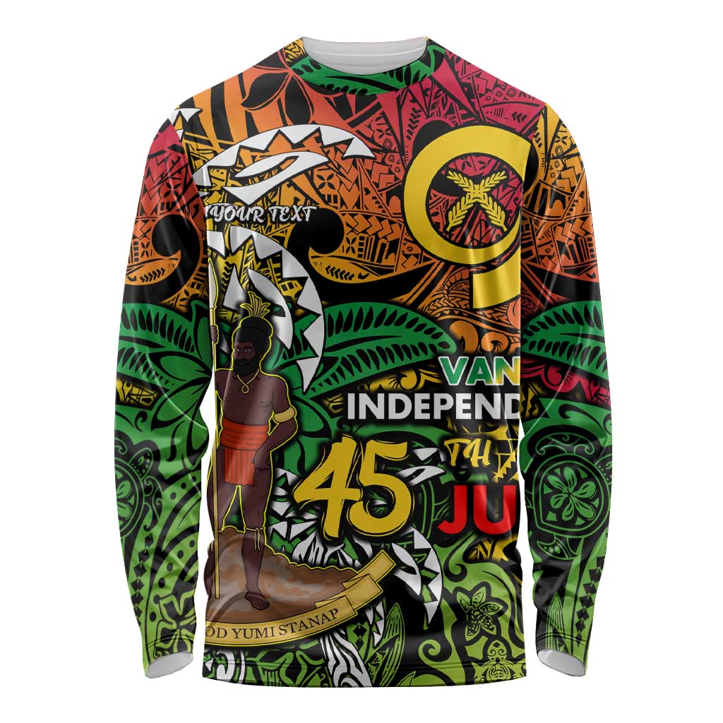 Personalized Vanuatu 45th Independence Anniversary Long Sleeve Shirt Melanesian Pattern Reggae DT02 Unisex Art - Polynesian Pride