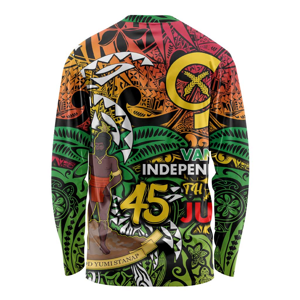Personalized Vanuatu 45th Independence Anniversary Long Sleeve Shirt Melanesian Pattern Reggae DT02 - Polynesian Pride