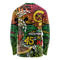 Personalized Vanuatu 45th Independence Anniversary Long Sleeve Shirt Melanesian Pattern Reggae DT02 - Polynesian Pride
