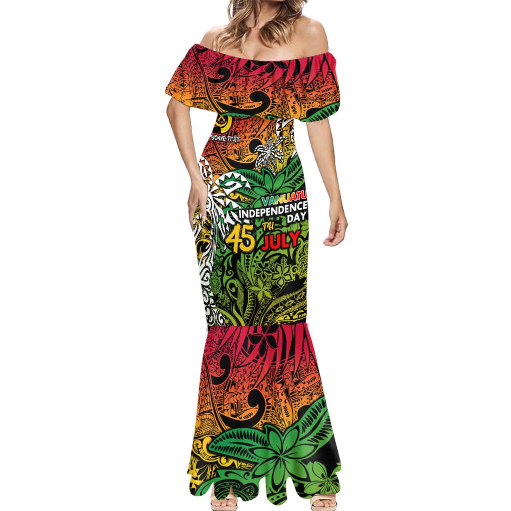 Personalized Vanuatu 45th Independence Anniversary Mermaid Dress Melanesian Pattern Reggae DT02 - Polynesian Pride