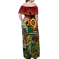 Personalized Vanuatu 45th Independence Anniversary Off Shoulder Maxi Dress Melanesian Pattern Reggae DT02 - Polynesian Pride