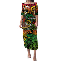 Personalized Vanuatu 45th Independence Anniversary Puletasi Melanesian Pattern Reggae DT02 Long Dress Art - Polynesian Pride