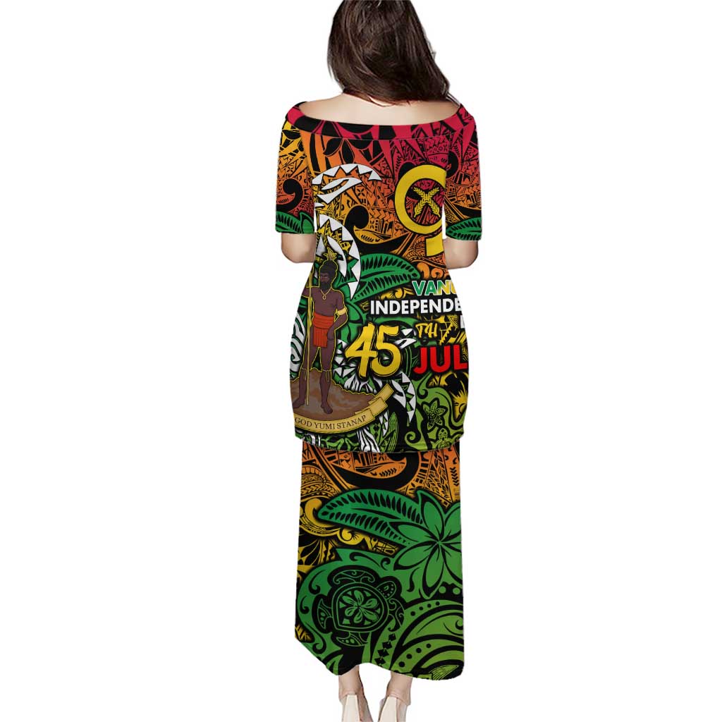 Personalized Vanuatu 45th Independence Anniversary Puletasi Melanesian Pattern Reggae DT02 - Polynesian Pride