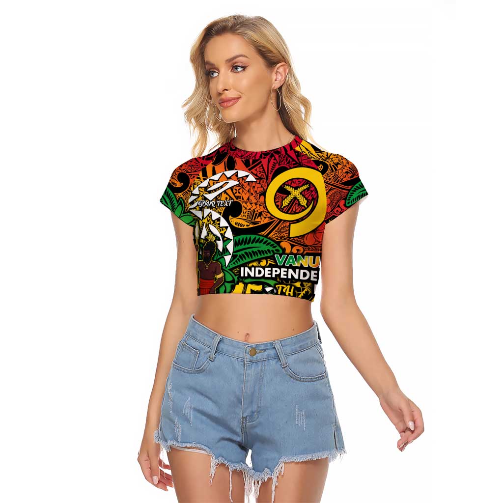 Personalized Vanuatu 45th Independence Anniversary Raglan Cropped T Shirt Melanesian Pattern Reggae DT02 Female Art - Polynesian Pride