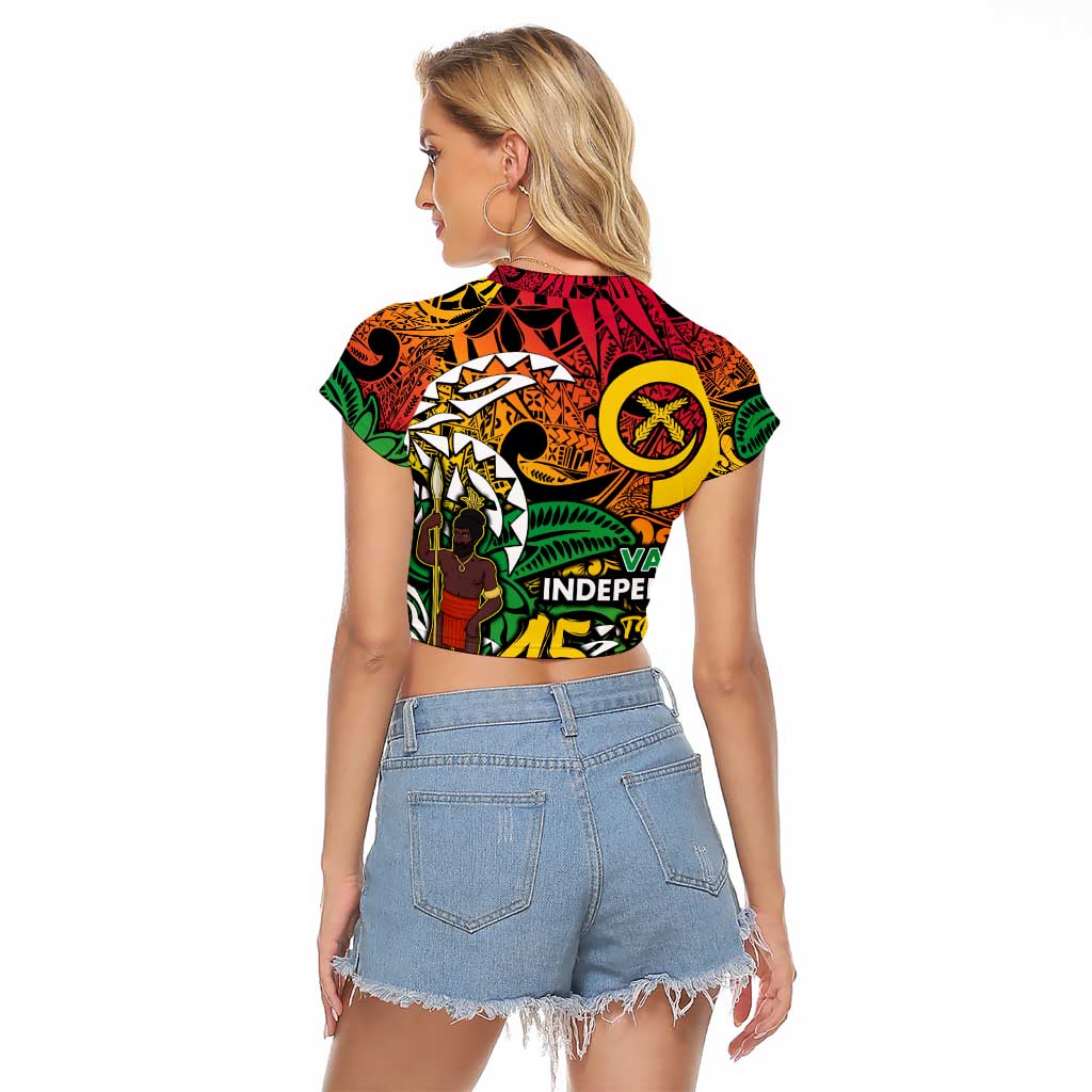 Personalized Vanuatu 45th Independence Anniversary Raglan Cropped T Shirt Melanesian Pattern Reggae DT02 - Polynesian Pride